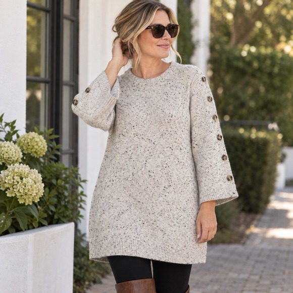 Madewell Sweaters - Madewell Donegal Button Sleeve Sweater Dress Womens XL Snow Wool Blend J9305